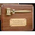 Walnut Plaque w/ Gold Miniature Gavel